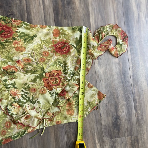 Green Floral Dress with Ruffle Accents - Picture 5 of 5